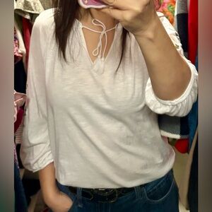 croft & barrow White Tie-Neck Peasant Blouse